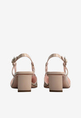 Roger Vivier Belle Vivier 45 Slingback Pumps in Patent Leather Beige RVW00625600D1P C415