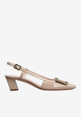 Roger Vivier Belle Vivier 45 Slingback Pumps in Patent Leather Beige RVW00625600D1P C415
