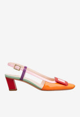 Roger Vivier Belle Vivier 45 Slingback Pumps in Patent Leather Multicolor RVW00625601D1P 1V94