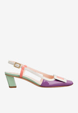 Roger Vivier Belle Vivier 45 Slingback Pumps in Patent Leather Multicolor RVW00625601D1P SQ16
