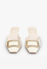 Roger Vivier Belle Vivier 45 Metal Buckle Mules in Patent Leather RVW00629000D1PC019 C019 Off-white