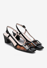 Roger Vivier Belle Vivier 45 Slingback Patent Leather Pumps Brown RVW00639450TSH/P_ROGVI-4128