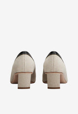 Roger Vivier Belle Vivier 45 Pumps in Canvas Natural RVW00644310UYA 9R21