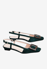 Roger Vivier Belle Vivier Suede Slingback Flats Green RVW00743380HR0 T823