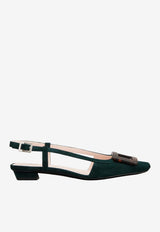 Roger Vivier Belle Vivier Suede Slingback Flats Green RVW00743380HR0 T823