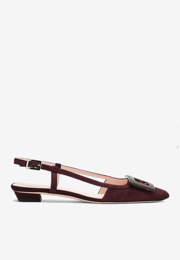 Roger Vivier Belle Vivier Suede Slingback Flats Burgundy RVW00743380HR0/R_ROGVI-R822