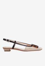Roger Vivier Belle Vivier Canvas Slingback Flats Natural RVW00744490UYA 9R21