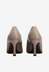 Roger Vivier Trompette 70 Pumps in Patent Leather Taupe RVW40015280D1P C415