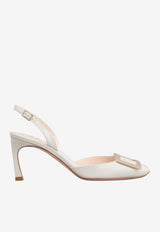 Roger Vivier Trompette 70 Slingback Pumps in Patent Leather Gray RVW40037740D1P B017