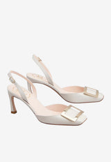 Roger Vivier Trompette 70 Slingback Pumps in Patent Leather Off-white RVW40037740D1P C019