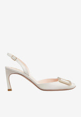 Roger Vivier Trompette 70 Slingback Pumps in Patent Leather Off-white RVW40037740D1P C019