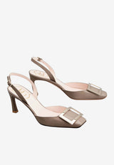 Roger Vivier Trompette 70 Slingback Pumps in Patent Leather Gray RVW40037740D1P C415