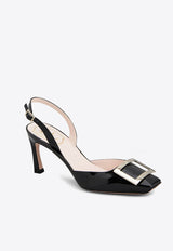 Roger Vivier Trompette 70 Slingback Pumps in Patent Leather RVW40037740D1PB999 B999 Black