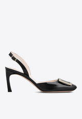 Roger Vivier Trompette 70 Slingback Pumps in Patent Leather RVW40037740D1PB999 B999 Black