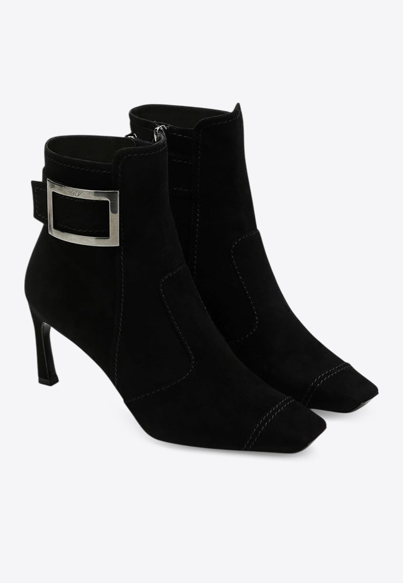 Roger Vivier Trompette 70 Suede Ankle Boots Black RVW40043090HR0/R_ROGVI-B999