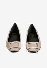 Roger Vivier Trompette Leather Ballet Flats Taupe RVW40415280BSS C415