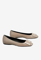 Roger Vivier Trompette Leather Ballet Flats Taupe RVW40415280BSS C415