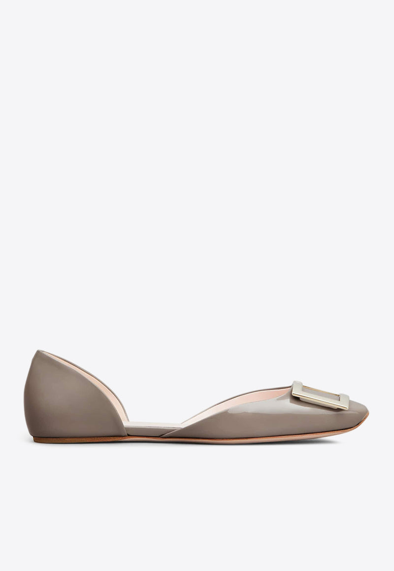 Roger Vivier Trompette D'Orsay Ballet Flats in Patent Leather Beige RVW40426940D1P/Q_ROGVI-C415