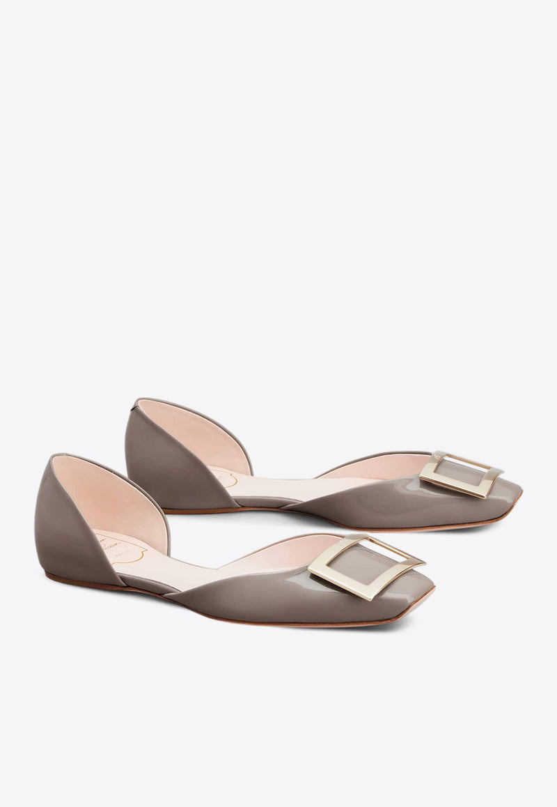 Roger Vivier Trompette D'Orsay Ballet Flats in Patent Leather Beige RVW40426940D1P/Q_ROGVI-C415