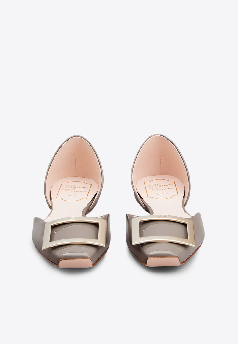 Roger Vivier Trompette D'Orsay Ballet Flats in Patent Leather Beige RVW40426940D1P/Q_ROGVI-C415