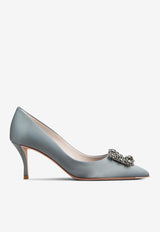 Roger Vivier Efflorescence 65 Crystal Embellished Satin Pumps RVW41417620RS0B406 B406 Gray