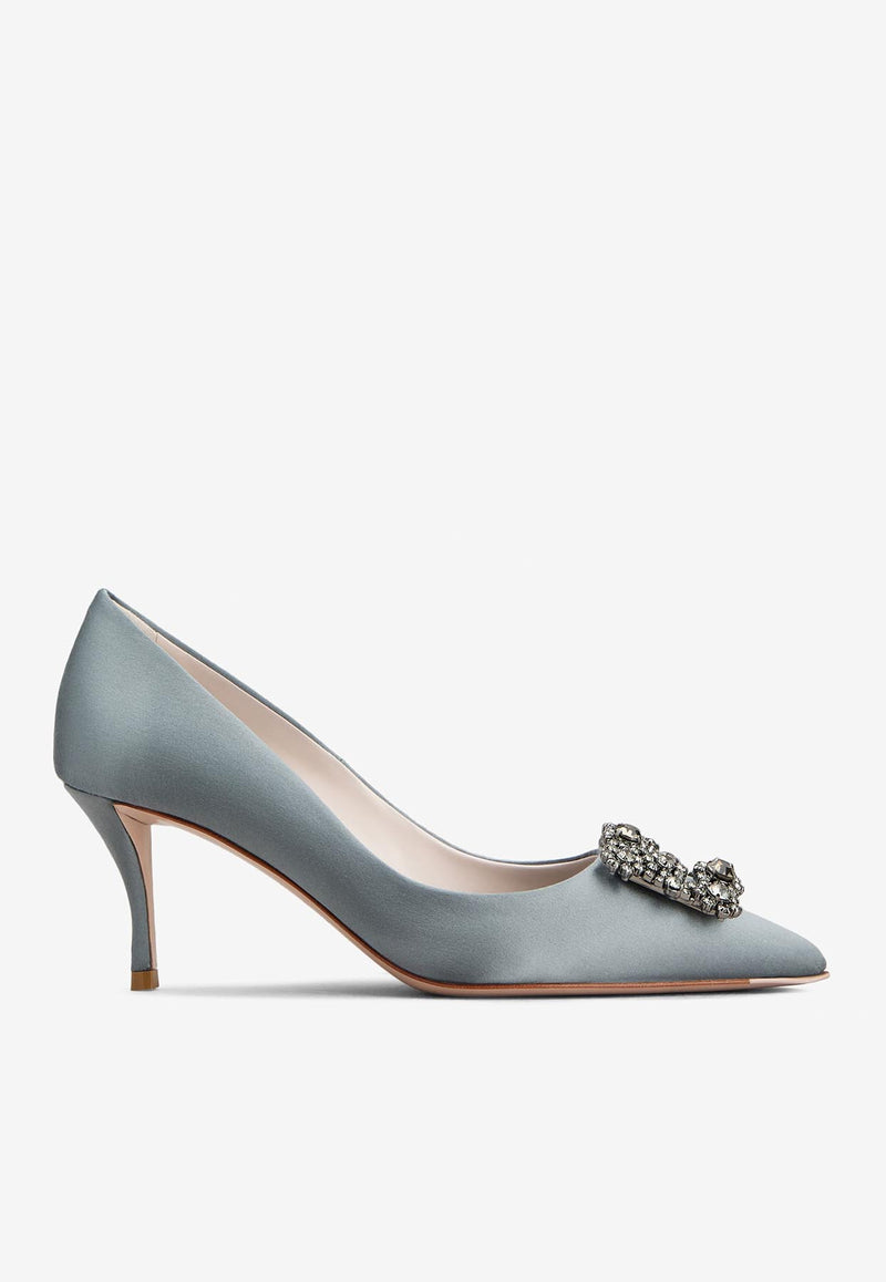 Roger Vivier Efflorescence 65 Crystal Embellished Satin Pumps RVW41417620RS0B406 B406 Gray
