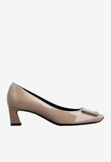 Roger Vivier Trompette 45 Pumps in Patent Leather Beige RVW44815280D1P C415