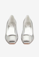 Roger Vivier Trompette 45 Pumps in Metallic Leather Silver RVW44844010KAC B200