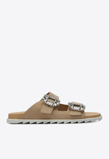 Roger Vivier Slidy Viv' Suede Slides Beige RVW45818820J9E/Q_ROGVI-C203