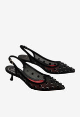 Roger Vivier I Love Polka Dot 45 Slingback Mesh Pumps Black RVW54344320V38 B999