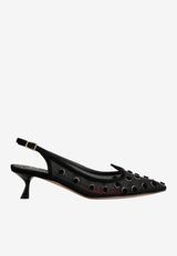 Roger Vivier I Love Polka Dot 45 Slingback Mesh Pumps Black RVW54344320V38 B999