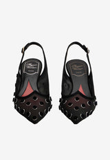 Roger Vivier I Love Polka Dot 45 Slingback Mesh Pumps Black RVW54344320V38 B999