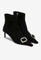 Roger Vivier Viv Canard 55 Suede Ankle Boots Black