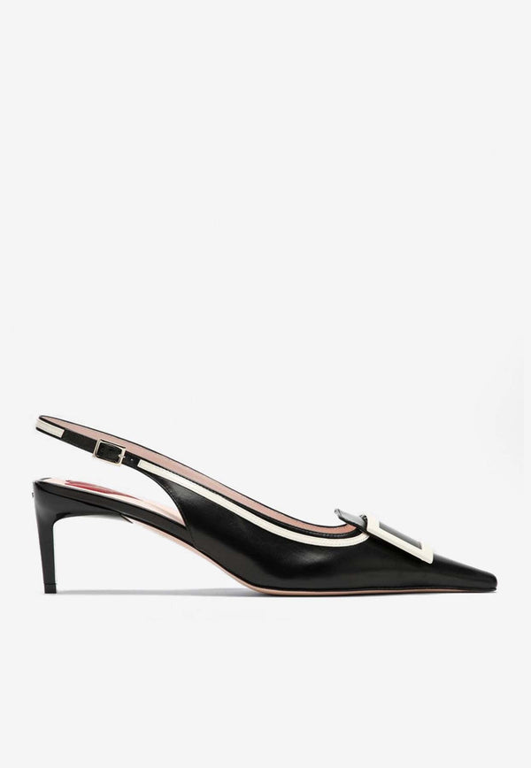 Rogier Vivier Viv' Canard 55 Leather Slingback Pumps Black