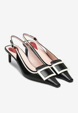 Rogier Vivier Viv' Canard 55 Leather Slingback Pumps Black