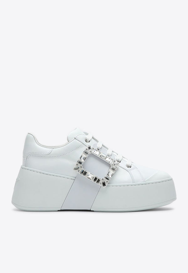 Roger Vivier Viv' Skate Leather Low-Top Sneakers White RVW73729110LXQ/P_ROGVI-B001