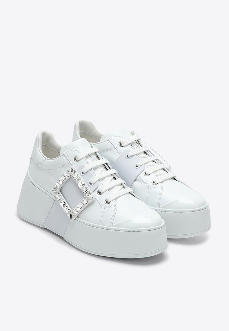 Roger Vivier Viv' Skate Leather Low-Top Sneakers White RVW73729110LXQ/P_ROGVI-B001