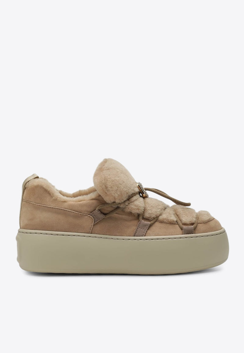 Roger Vivier Viv' Up Suede Platform Sneakers Beige RVW73943390OYK/R_ROGVI-5P87