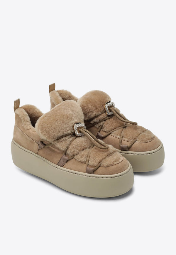 Roger Vivier Viv' Up Suede Platform Sneakers Beige RVW73943390OYK/R_ROGVI-5P87
