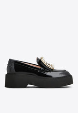 Roger Vivier Viv' Rangers Crystal Embellished Leather Loafers Black RVW74025880MRK/Q_ROGVI-B999