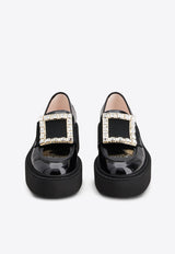 Roger Vivier Viv' Rangers Crystal Embellished Leather Loafers Black RVW74025880MRK/Q_ROGVI-B999