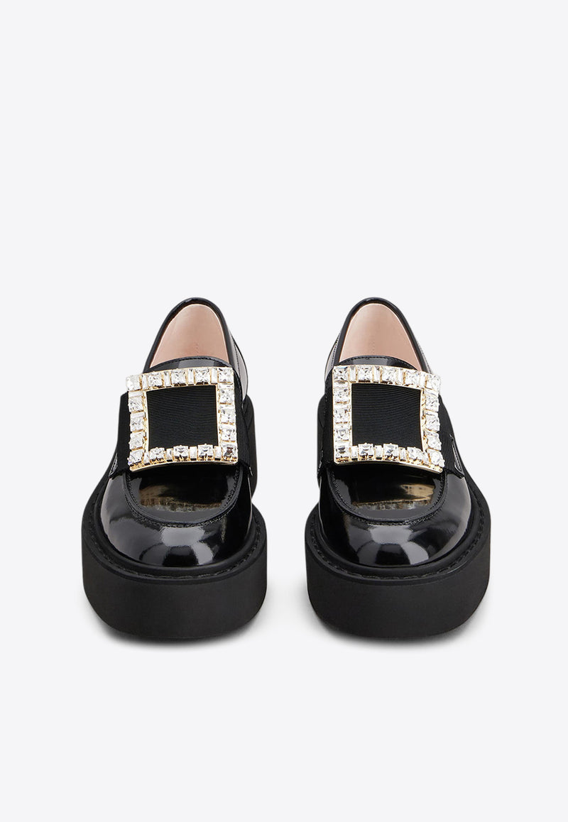 Roger Vivier Viv' Rangers Crystal Embellished Leather Loafers Black RVW74025880MRK/Q_ROGVI-B999