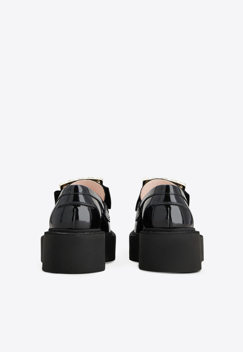 Roger Vivier Viv' Rangers Crystal Embellished Leather Loafers Black RVW74025880MRK/Q_ROGVI-B999