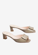 Roger Vivier Trompette 45 Mules in Patent Leather Gray RVW74839190D1P C415