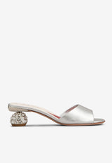 Roger Vivier 55 Metallic Leather Mules RVW76241510KACB200 B200 Silver