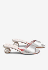 Roger Vivier 55 Metallic Leather Mules RVW76241510KACB200 B200 Silver