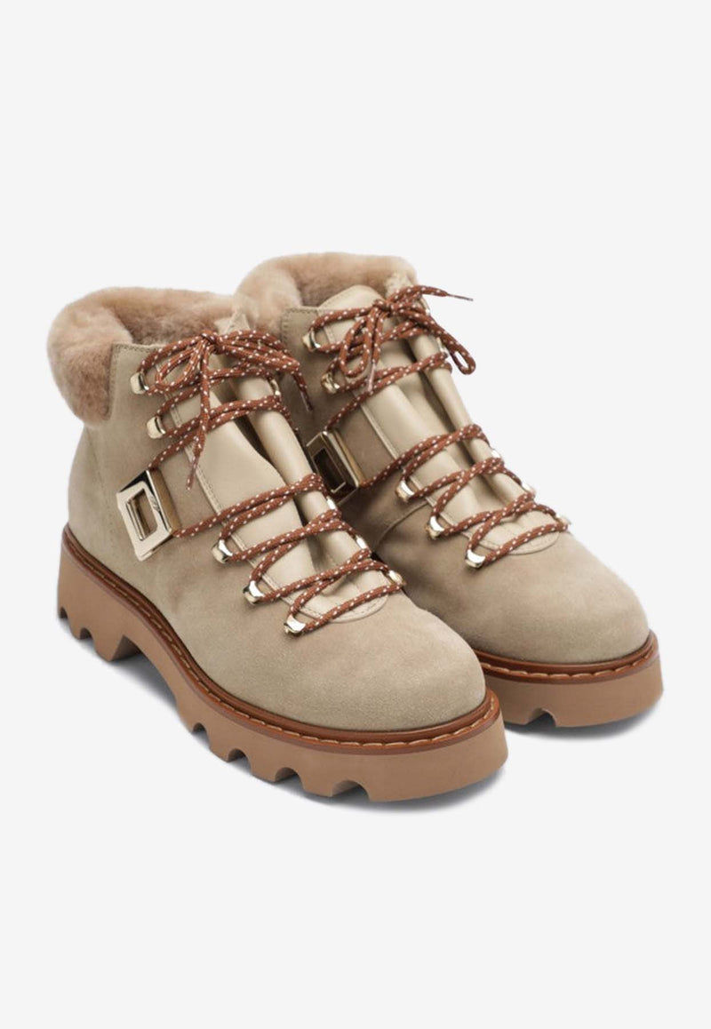 Roger Vivier Rangers Truck Suede Ankle Boots Beige RVW78443460USL/R_ROGVI-5QQH