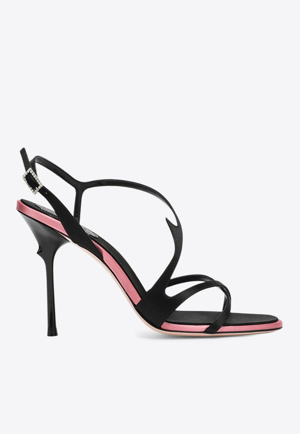 Roger Vivier Rose Vivier 100 Strappy Satin Sandals Black RVW79743720RS0/R_ROGVI-B999