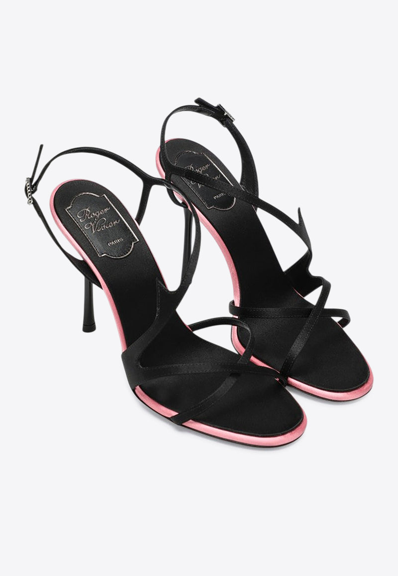 Roger Vivier Rose Vivier 100 Strappy Satin Sandals Black RVW79743720RS0/R_ROGVI-B999