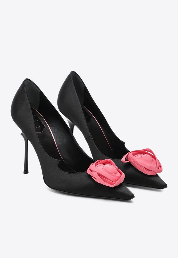 Roger Vivier Rose Vivier 100 Satin Pumps Black RVW79843560UVM/R_ROGVI-89ID